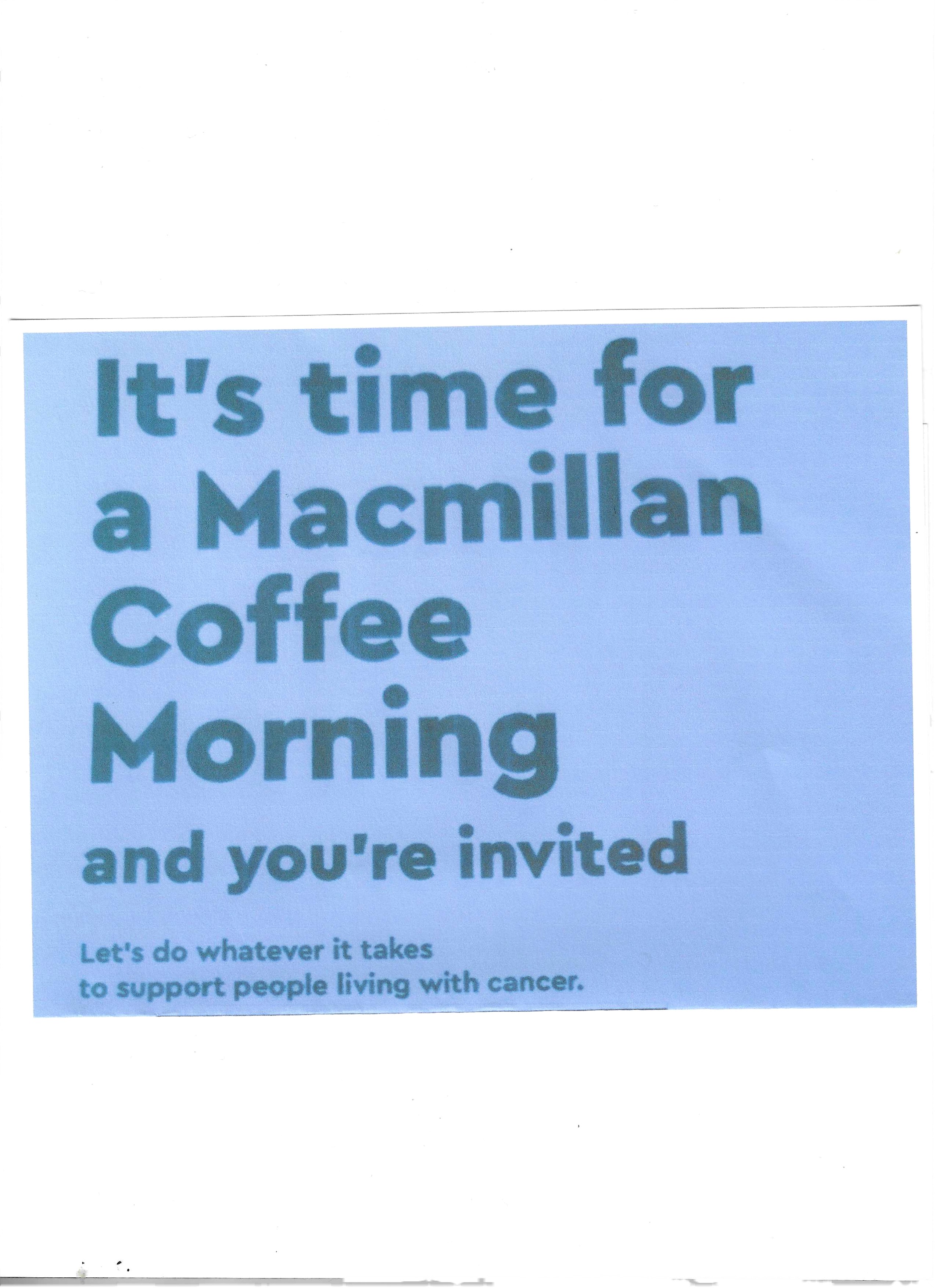 Macmillan coffee morning